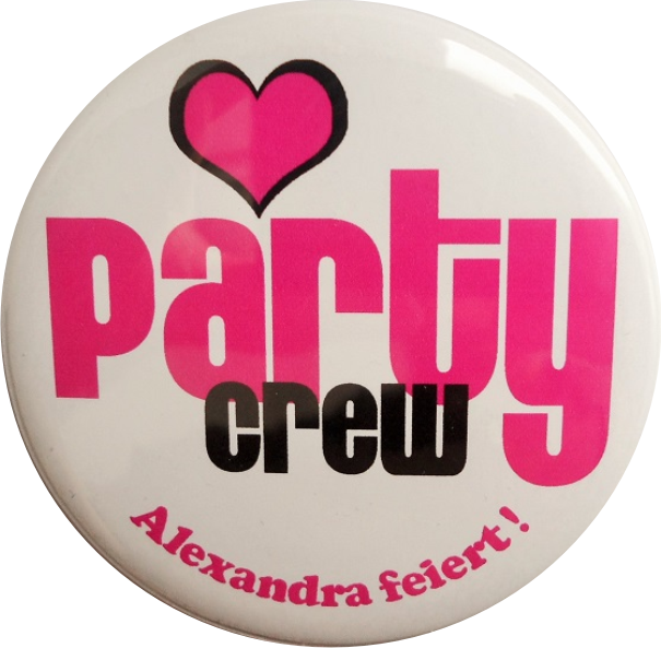 Party Crew JGA-Button weiss